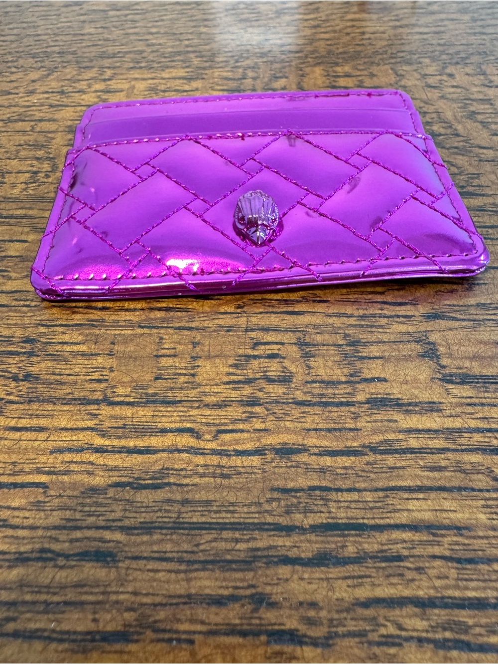 NWT Kurt Geiger Metallic Fuchsia Quilted Card Holder - Picture 6 of 9